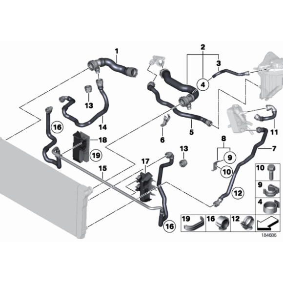 Zaczep mocowanie chłodnicy BMW F01 F02 F06 F07 F10 F12 - 17127607831