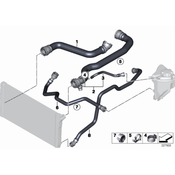 Przewód ukł. chłodzenia wody BMW F07 F10 F11 520d 518d 525d 525dX  - 17127809818
