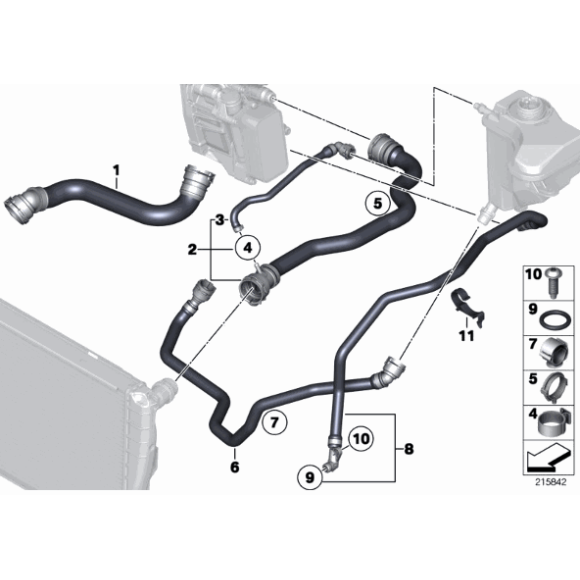 Przewód ukł. chłodzenia górny lewy BMW E84 X1 E90N E91N E92N E93N 320d 316d 318d 16d 18d 20d - 17128511623