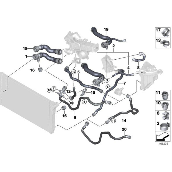 Przewód ukł. chłodzenia BMW F01N F07 F10 F11 F12 F13 530d 535d 640d 730d - 17128513603