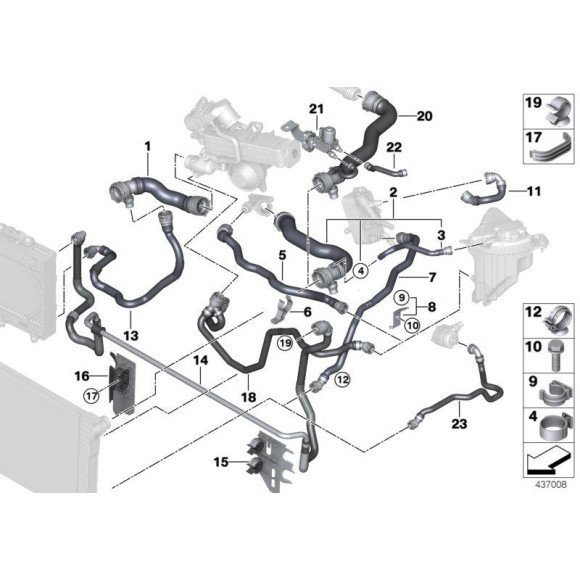 Przewód ukł. chłodzenia BMW F01 F07 F10 F12 F13 640d 535d 530dX 730d 740d 740dX 530d - 17128516688