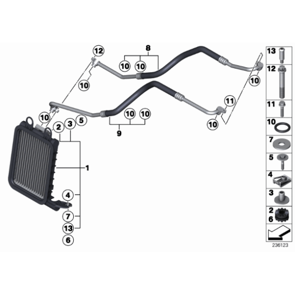 Przewód chłodnicy oleju silnikowego BMW F25 F26 X3 X4 35iX M40iX  - 17217603246