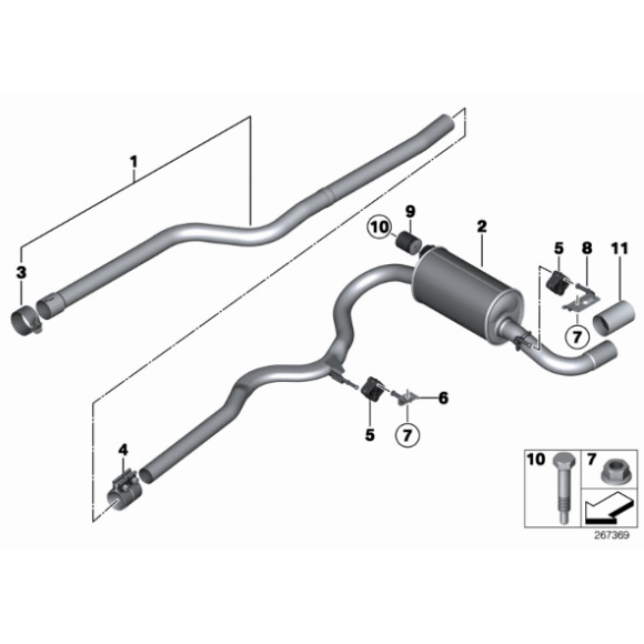 Łożysko gumowe układu wydechowego BMW F20 F22 F23 F30 F31 F32 F34 F36 F39 F40 F45 F46 F48 F54 F55 F60 - 18307616850
