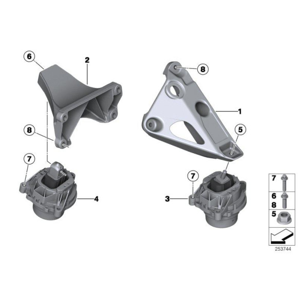 22116784830 Wspornik silnika prawy BMW F25 F26 X3 X4 30dX 35dX - 22116784830 - Części oryginalne BMW Łódź | Sklep internetowy BMW