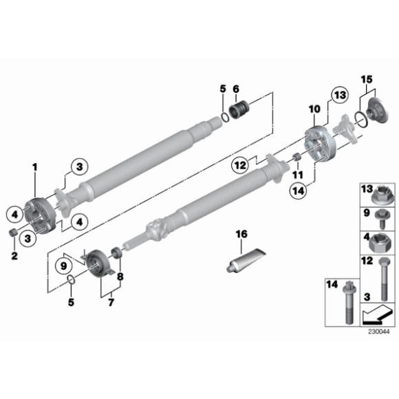 Podpora wału BMW F06 F10 F11 F12N F13N 530dX 535dX M550dX 550iX 640dX 650iX - 26117589747