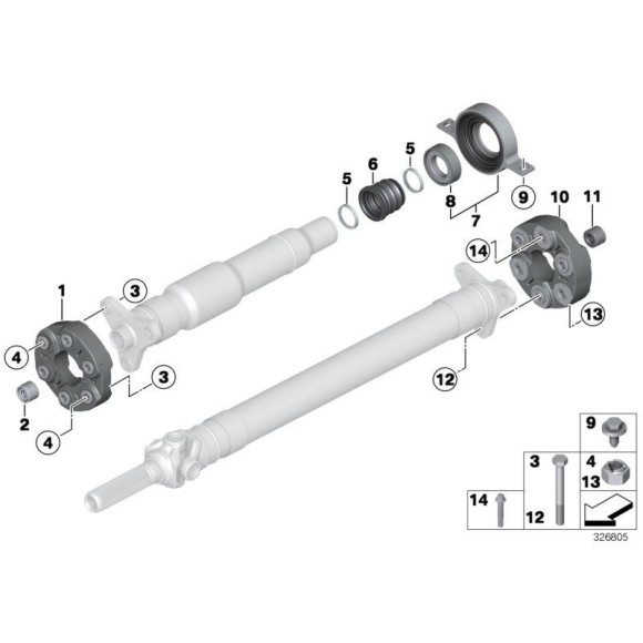 Przegub elastyczny wału BMW E81 E87 120d 123d 135i E90 E91 320d 325d 335 F01 F07 F10 518 520 535 550 F20 F30 - 26117605629