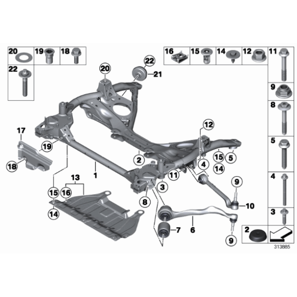 31126852991 Wahacz przód lewy BMW F20 F21 F22 F23 F30 F31 F32 F33 F34 F36  - 31126852991 - Części oryginalne BMW Łódź | Sklep internetowy BMW