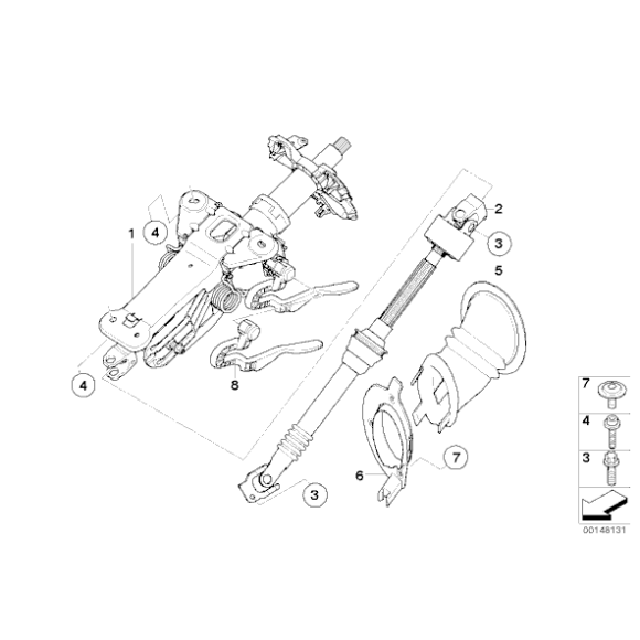 Przegub kolumny kierowniczej dolny BMW E60 E61 E63 E64 - 32306780892