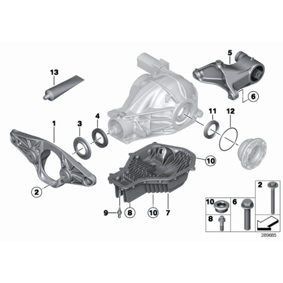 Mocowanie adapter mostu przekładni tył BMW F06 F10 F12 F13 M5 M6 - 33172284474