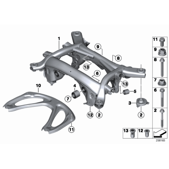 Łożysko gumowe tył BMW F06 F10 F12 F13 M5 M6 - 33326764105