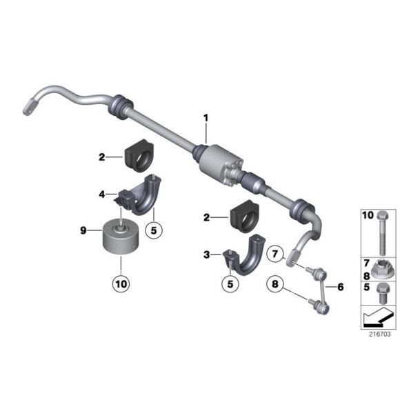 Łącznik stabilizatora tył BMW F07 F11 GT touring 518 520 525 528 530 535 550 M550 - 33556786429