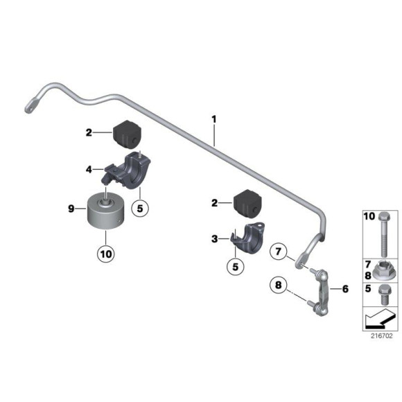 Guma stabilizatora tył BMW F10 F11 520 523 525 528 530 535 550 - 33556788861