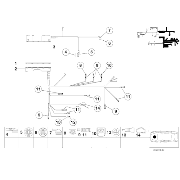 Obudowa wtyczki wiązki przewodów silnika BMW E32 E34 Z3 E36 740i 520i 525i M5 - 61131387108