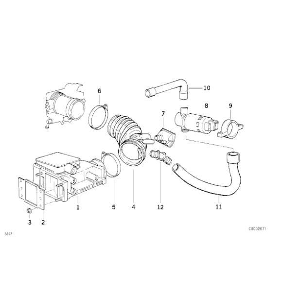 Przewód elastyczny powietrza BMW E36 E34 518i 316i 318i 318is M40 M43 M42 - 13411739649
