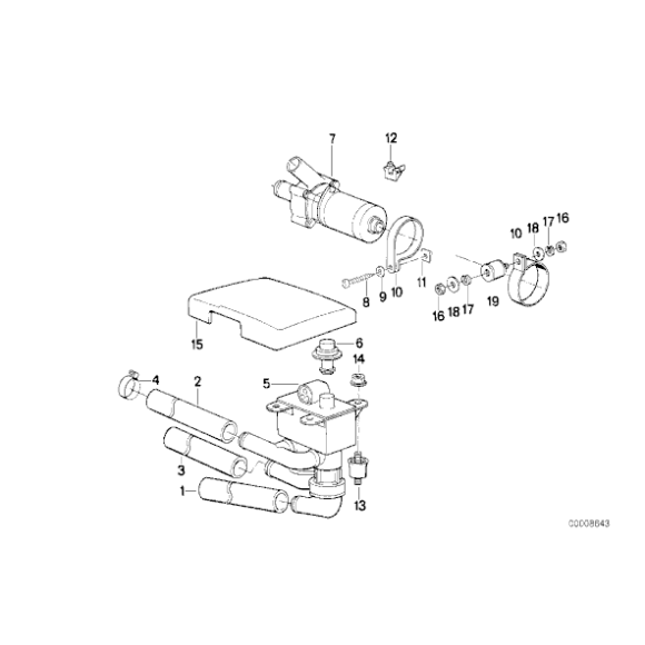 Osłona zaworu wody BMW E32 E34 730 735 518 518 520 525 530 535 540 M5 - 64111388000