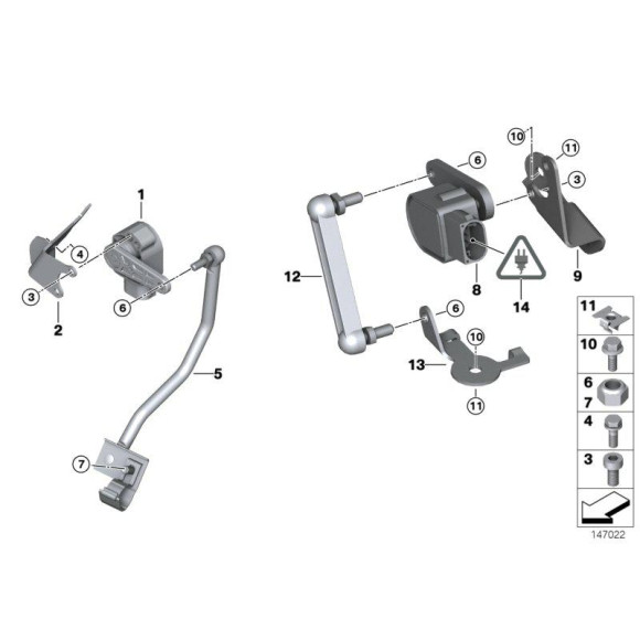 Łącznik regulatora wysokości świateł BMW E84 X1 18d 20d 25d 28i 35i - 37146791075