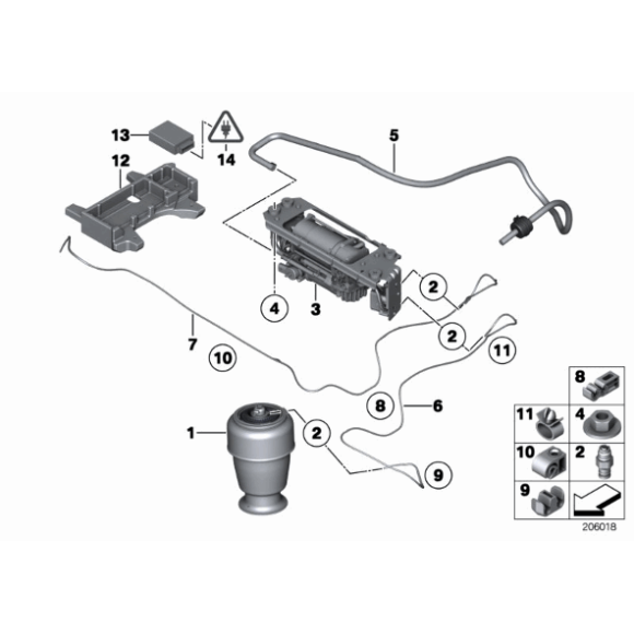 Przewód powietrza NIVO tył prawy BMW F07 F11 520 530 535 550 528 - 37206793278