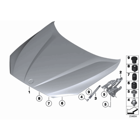 Zawias maski pokrywy silnika prawy BMW E84 X1 16d 18d 18i 20d 20i 23d 25d 28i 35i - 41002993150
