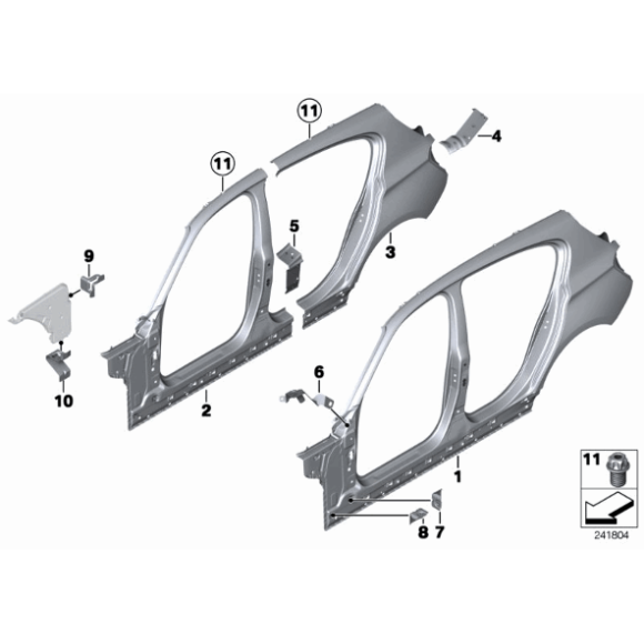 Uchwyt mocowanie karoserii dolny BMW F20 F21 F22 F23 F30 F31 F32 F33 F34 F36 F39 X2 F40 F45 F46 F48 X1 F80 - 41217284401