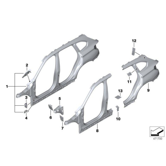 Uchwyt mocowanie karoserii dolny BMW F20 F21 F22 F23 F30 F31 F32 F33 F34 F36 F39 X2 F40 F45 F46 F48 X1 F80 - 41217284401