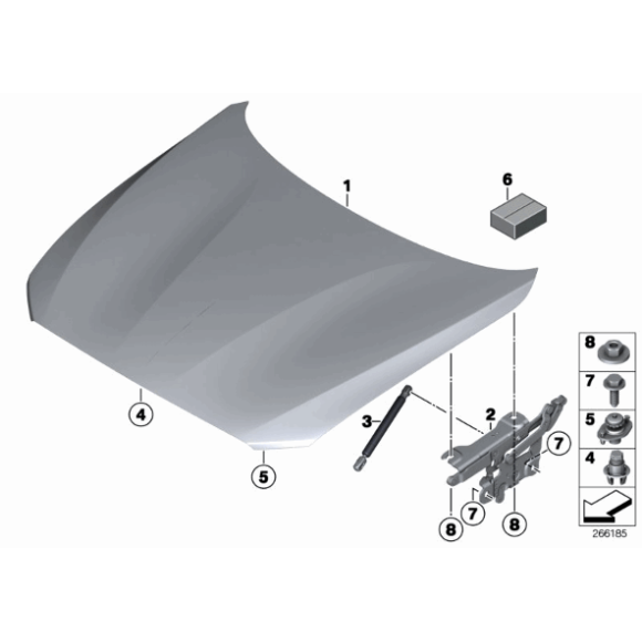 Zawias maski pokrywy silnika prawy BMW F20 F21 F22 F23 F30 F31 F33 F34 F36 F80 F82 F83 F87 - 41617286344