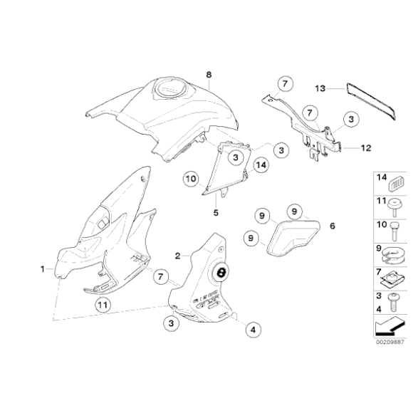 Obudowa zbiornika paliwa środkowa SAPPHIRE-BLACK BMW K25 R1200 GS - 46637724735