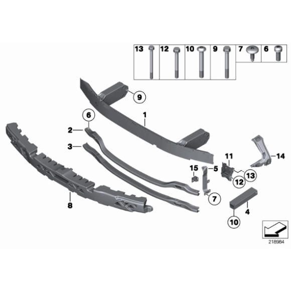 Wzmocnienie belka zderzaka przód BMW F07 F10 F11 520 523 525 528 530 535 550 - 51117203078