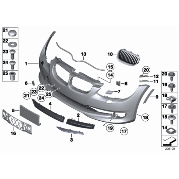 Mocowanie zderzaka przód prawa BMW E92N E93N 316 318 320 325 328 330 335 - 51117227898