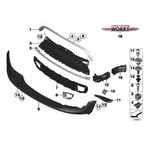 Uszczelka zderzaka przód prawa MINI R55 R56 R57 R58 R59 Cooper - 51117255110