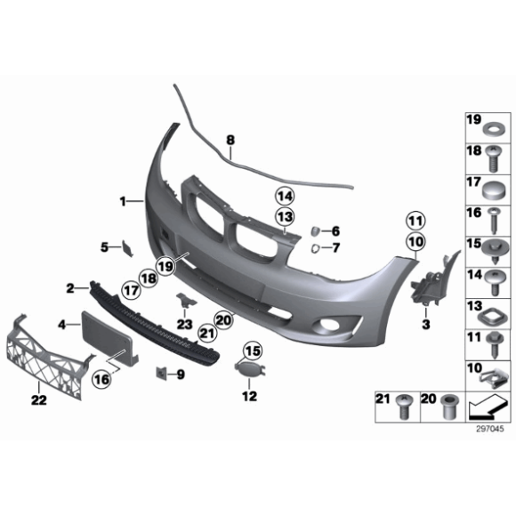 Kratka zderzaka przód BMW E82 E88 118 120 123 125 128, produkowane od 03.2011r - 51117263119