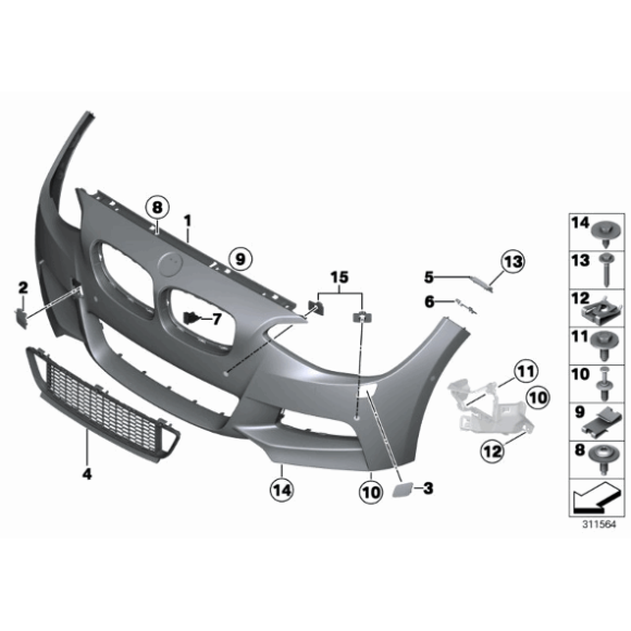 Wkładka zderzaka przedniego lewa BMW F20 F21 F22 F23 MOSP - 51117272555