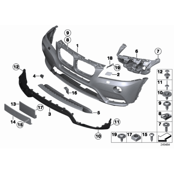 Mocowanie uchwyt absorbera belki przód BMW F25 F26 X3 X4 - 51117276426