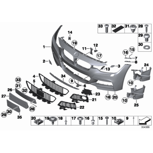 Mocowanie zderzaka przód błotnika lewe BMW F30 F31 316 318 320 325 328 330 335 340 - 51117279711