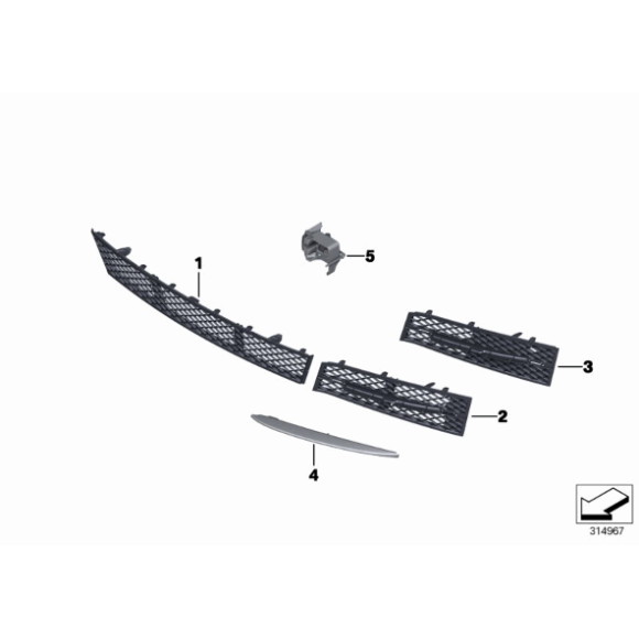 Kratka zderzaka przód środkowa BMW F10 F11 520 523 525 528 530 535 540 550 - 51117285959