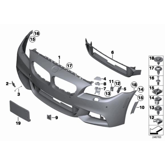 Zaślepka osłona dyszy spryskiwacza przód prawa BMW F10 F11 z M - 51118048680