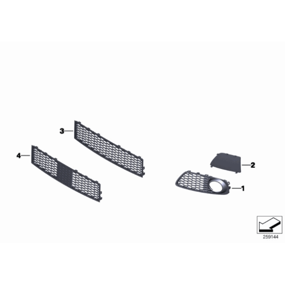 Kratka wlotu powietrza przód prawa BMW F07 520 530 535 550  - 51118050056