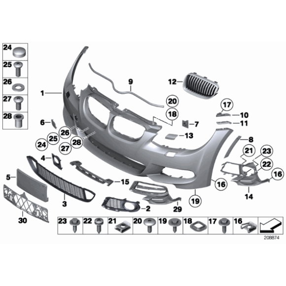 Osłona wlotu powietrza zderzaka przód prawa BMW E92N 335is - 51118050586