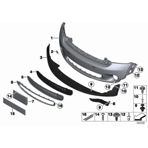 Uszczelka zderzaka przód lewa MINI R60 R61 Cooper One JCW - 51119802643