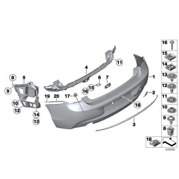 51127240956 Prowadnica zderzaka bocznego prawa BMW F20 F21 114d 114i 116d 116i 118i 120d 125d 125i - 51127240956 - Części oryginalne BMW Łódź | Sklep internetowy BMW