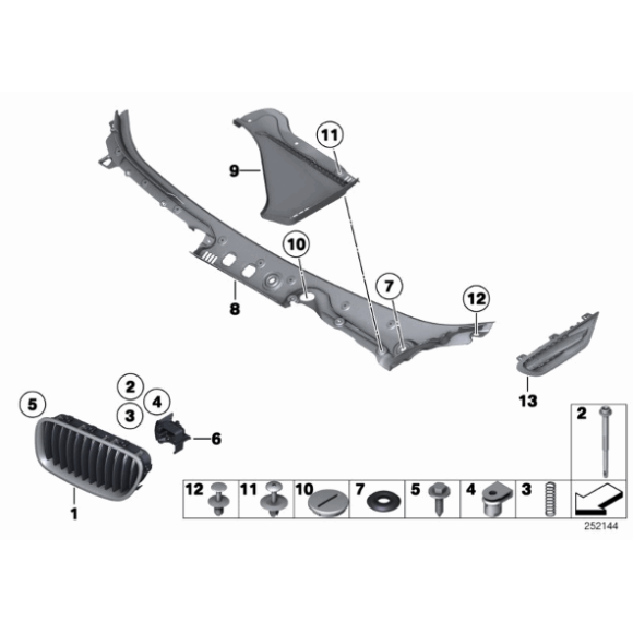 Nerka atrapa przód lewa BMW F10 F11 520 523 525 528 530 535 550 prod. do 2013-07 - 51137203649