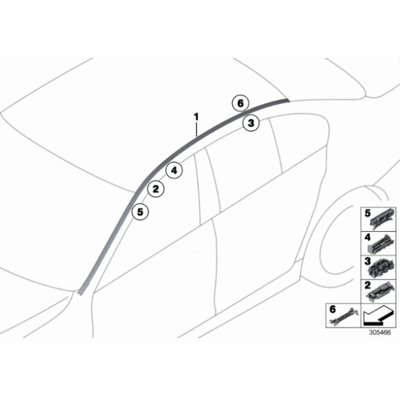Zaczep listwy dachowej relingu BMW F10 F11 520 525 528 530 535 540 550 M5 - 51137238256