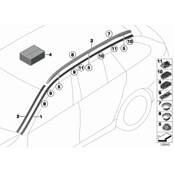 Zaczep relingu BMW F10 F11 518 520 523 525 530 535 540 550 M5 - 51137238257
