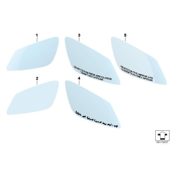 Wkład szkło lusterka prawy BMW F01 F06 F07 F10 F11 F12 F13 E60N E61N - 51167251584