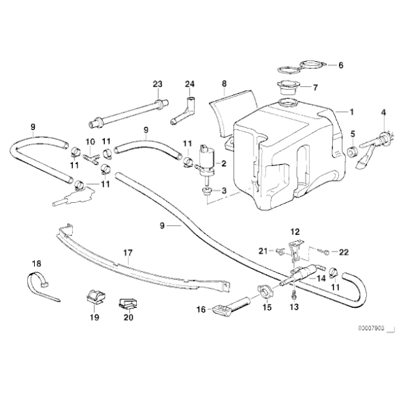 Uchwyt przewodu spryskiwacza BMW E36 316 318 320 323 325 328 M3 - 61671393838