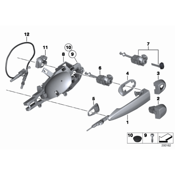 Linka cięgno klamki zewnętrznej drzwi przód BMW E84 X1 - 51212990415
