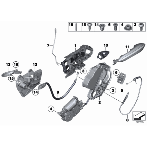 51217297439 Cięgno linka klamki drzwi przód BMW F01 F02 F04 F06 F07 F10 F11 F12 F13 - 51217297439 - Części oryginalne BMW Łódź | Sklep internetowy BMW
