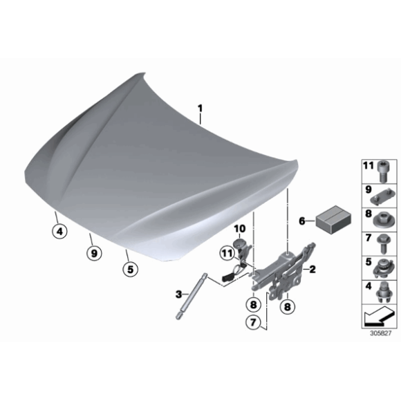 Siłownik amortyzator maski pokrywy silnika BMW F20 F21 F22 F23 F30 F31 F32 F33 F34 F36 - 51237239233