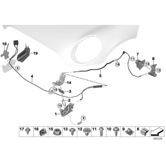 Zabezpieczenie maski BMW F20 F21 F22 F23 F30 F31 F32 F33 F34 F36 F80 F48 F54 F83 F87 - 51237247079