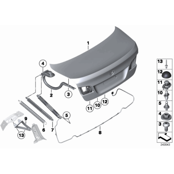51247204366 Sprężyna naciągowa pokrywy bagażnika BMW F10 F10N 518 520 525 523 528 530 535 550 M5 - 51247204366 - Części oryginalne BMW Łódź | Sklep internetowy BMW