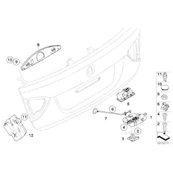 Zamek tylnej klapy BMW E91 318 320  323 325 328 330 335 - 51247308844